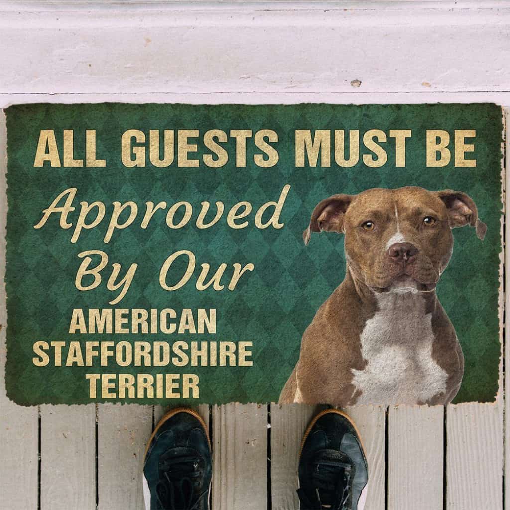 Dog Doormat 3D Must Be Approved By Our American Staffordshire Terrier Custom Doormat