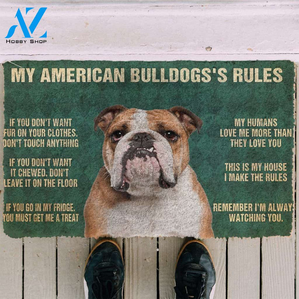 Dog Doormat 3D My American Bulldog's Rules Doormat