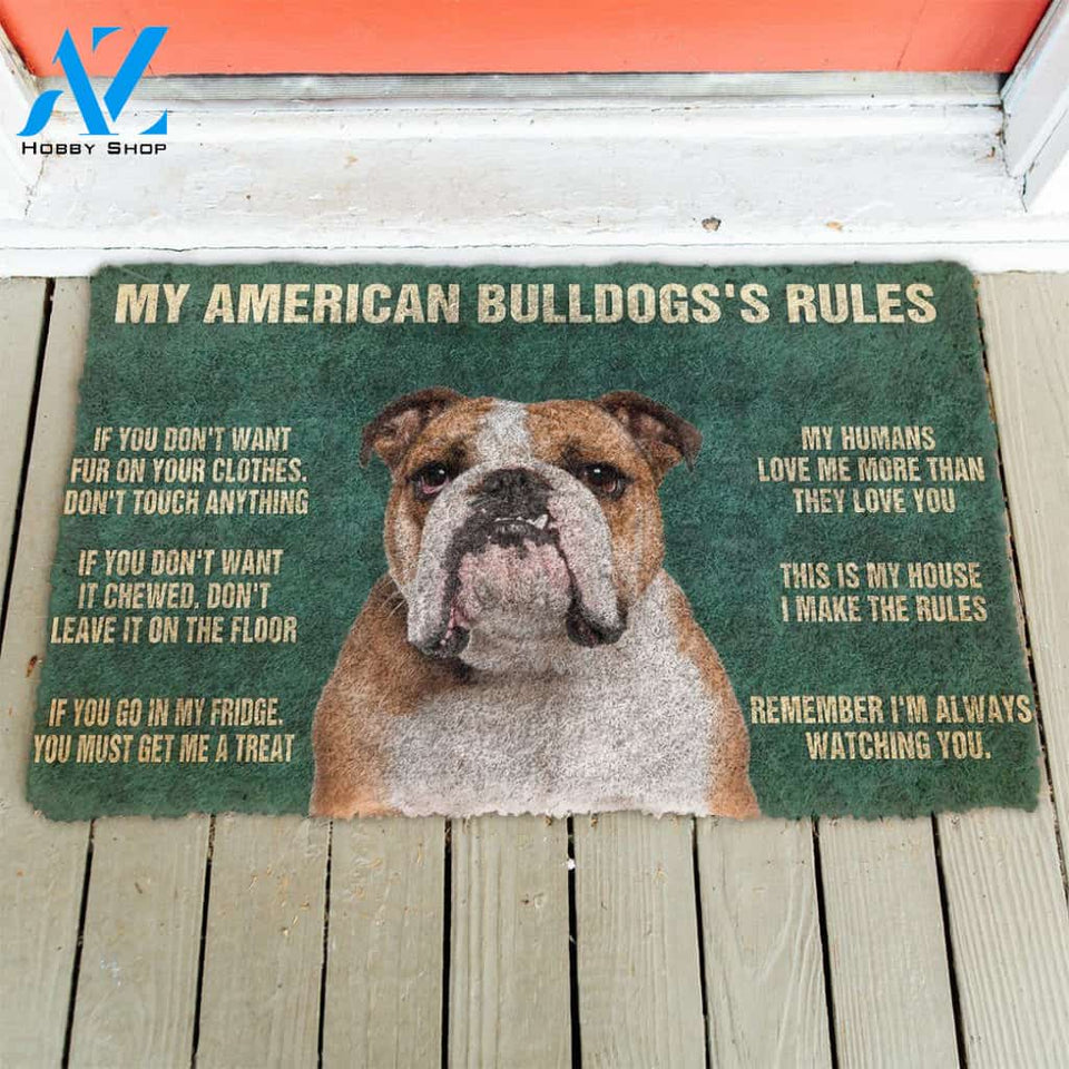 Dog Doormat 3D My American Bulldog's Rules Doormat