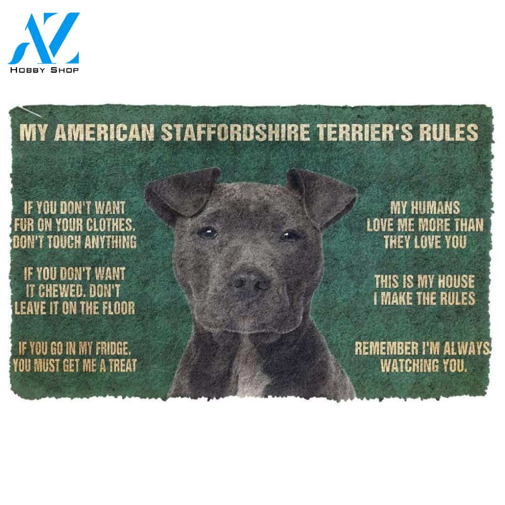 Dog Doormat 3D My American Staffordshire Terrier's Rules Doormat