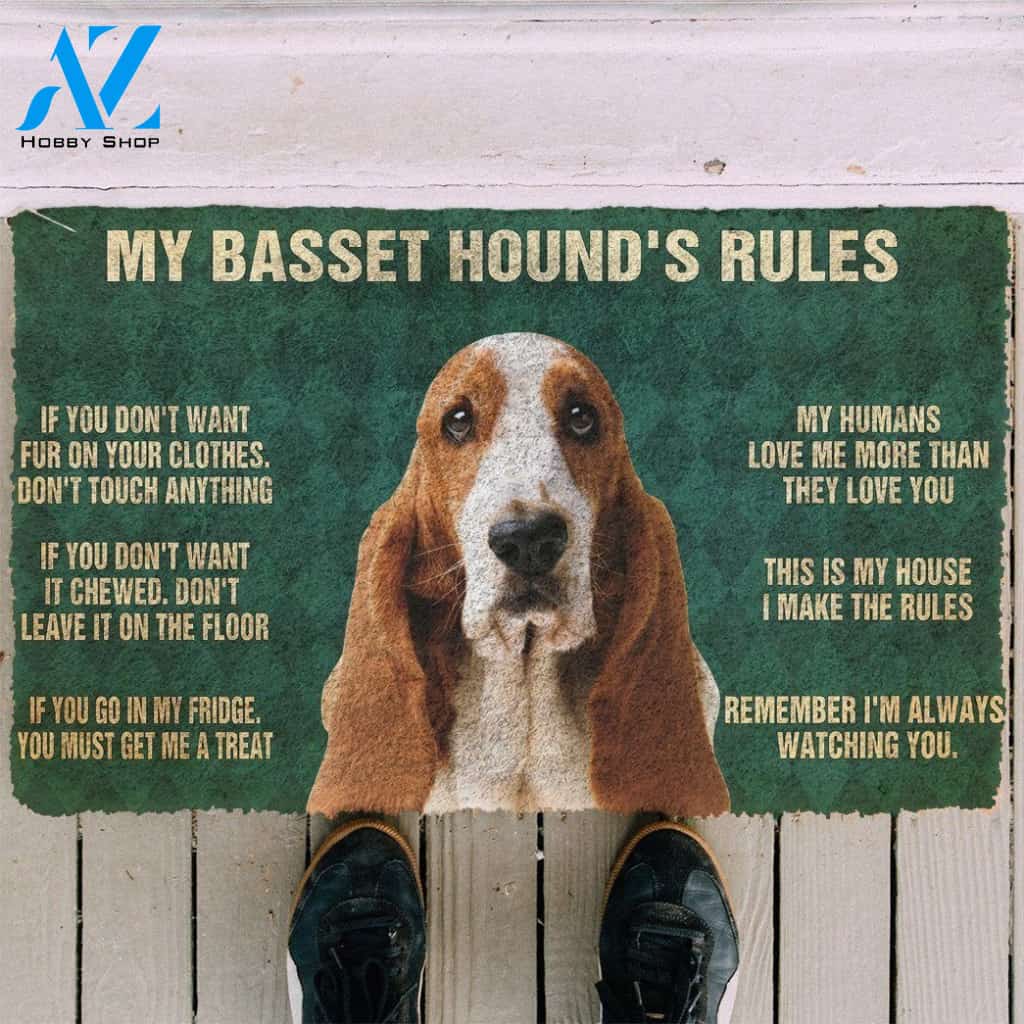 Dog Doormat 3D My Basset Hound's Rules Doormat