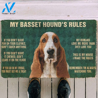 Dog Doormat 3D My Basset Hound's Rules Doormat