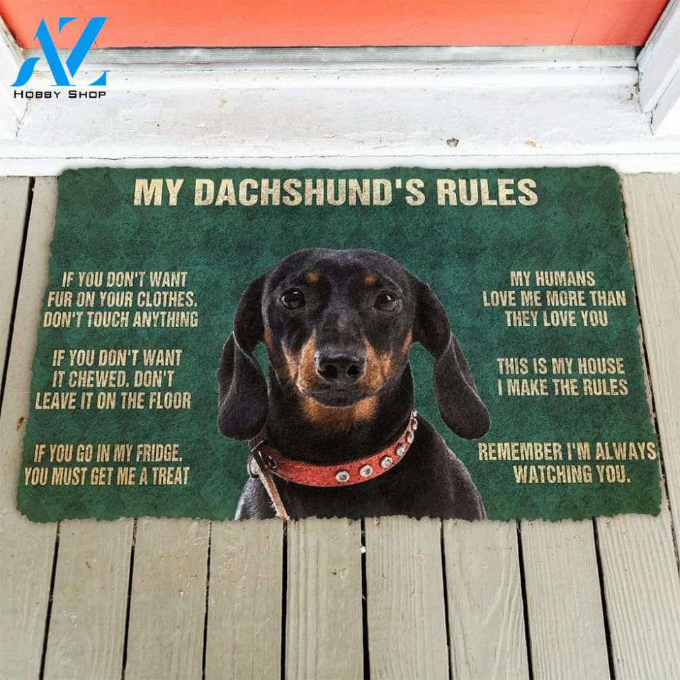 Dog Doormat 3D My Dachshund's Rules Doormat