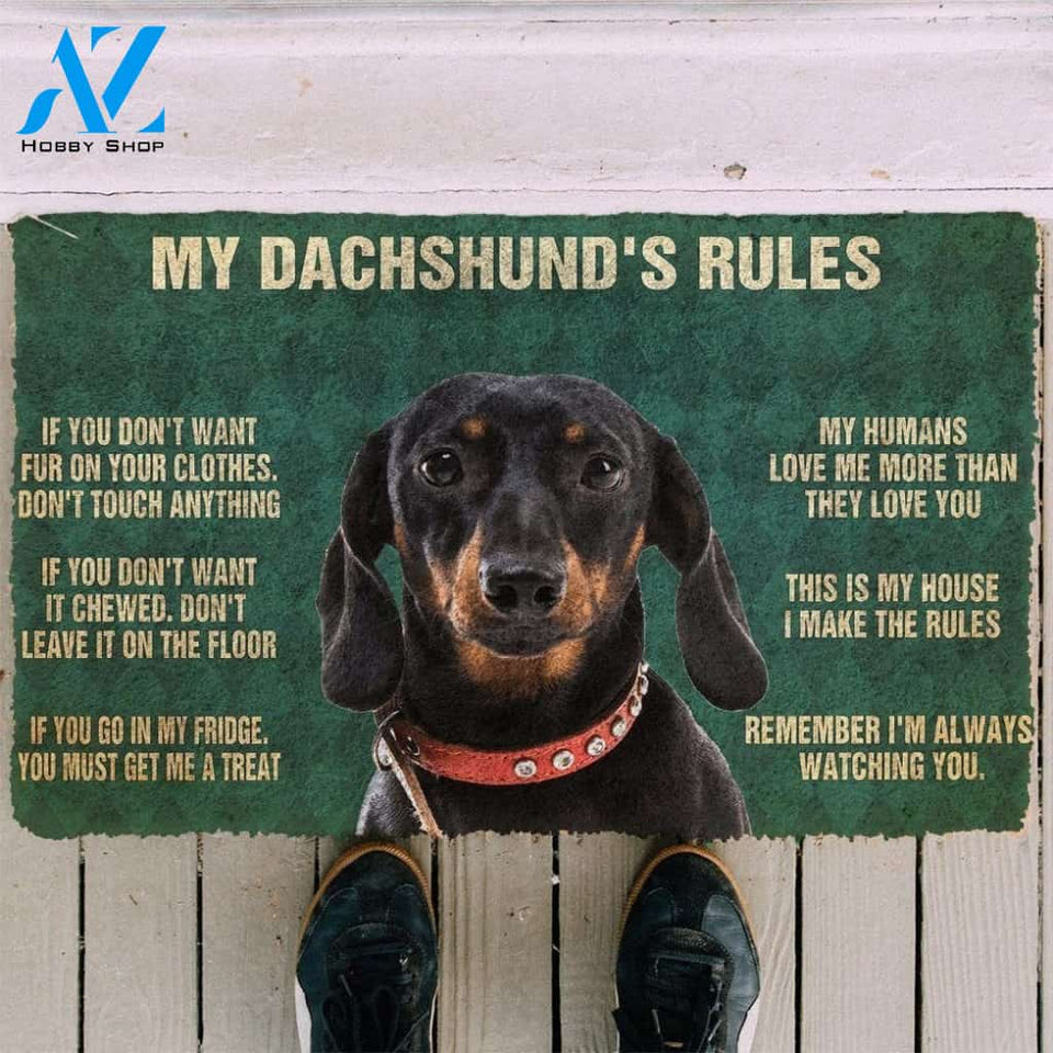 Dog Doormat 3D My Dachshund's Rules Doormat