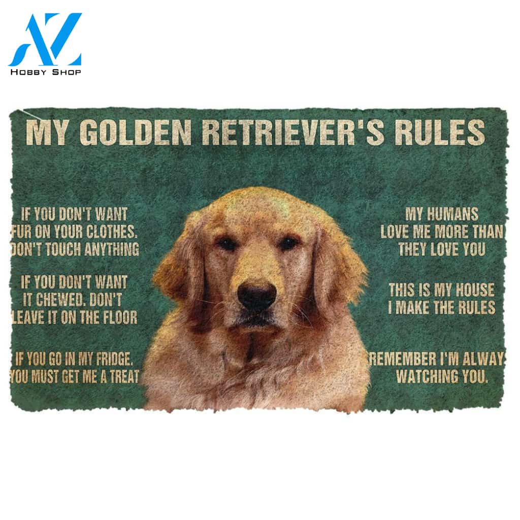 Dog Doormat 3D My Golden Retriever's Rules Doormat