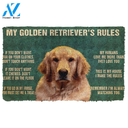 Dog Doormat 3D My Golden Retriever's Rules Doormat