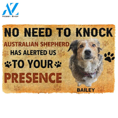 Dog Doormat 3D No Need To Knock Australian Shepherd Custom Name Doormat