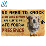 Dog Doormat 3D No Need To Knock Australian Shepherd Custom Name Doormat