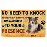 Dog Doormat 3D No Need To Knock Australian Shepherd Dog Custom Name Doormat