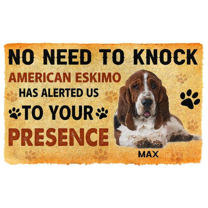 Dog Doormat 3D No Need To Knock Basset Hound Dog Custom Name Doormat