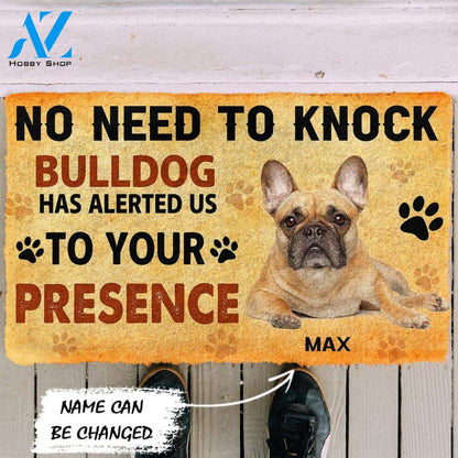 Dog Doormat 3D No Need To Knock Bulldog Custom Name Doormat