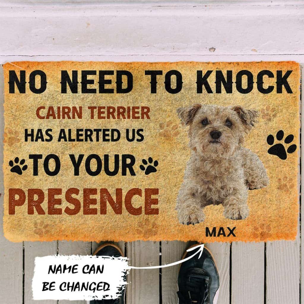 Dog Doormat 3D No Need To Knock Cairn Terrier Dog Custom Name Doormat