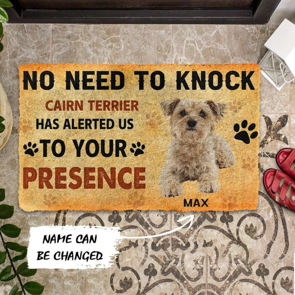Dog Doormat 3D No Need To Knock Cairn Terrier Dog Custom Name Doormat