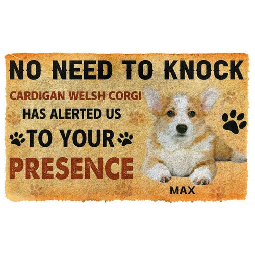Dog Doormat 3D No Need To Knock Cardigan Welsh Corgi Dogs Custom Name Doormat