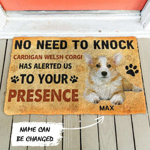 Dog Doormat 3D No Need To Knock Cardigan Welsh Corgi Dogs Custom Name Doormat