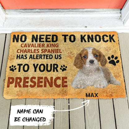 Dog Doormat 3D No Need To Knock Cavalier King Charles Spaniel Dog Custom Name Doormat