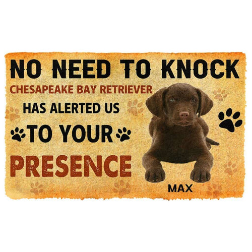 Dog Doormat 3D No Need To Knock Chesapeake Bay Retriever Dog Custom Name Doormat