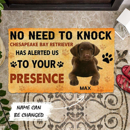 Dog Doormat 3D No Need To Knock Chesapeake Bay Retriever Dog Custom Name Doormat