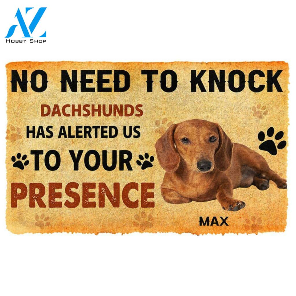 Dog Doormat 3D No Need To Knock Dachshunds Dog Custom Name Doormat