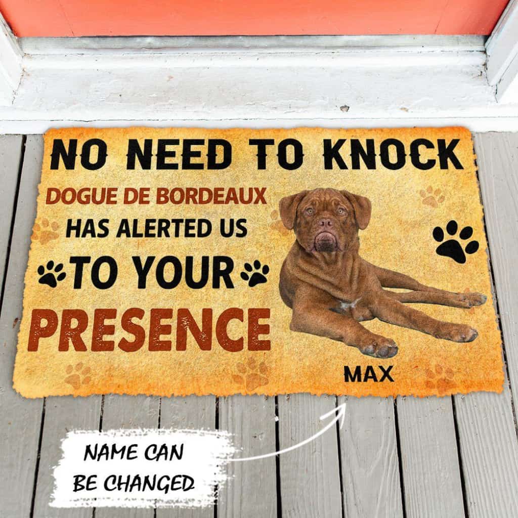 Dog Doormat 3D No Need To Knock Dogue de Bordeaux Dog Custom Name Doormat