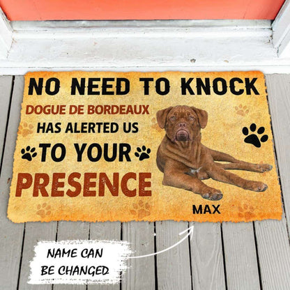 Dog Doormat 3D No Need To Knock Dogue de Bordeaux Dog Custom Name Doormat