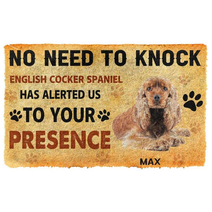 Dog Doormat 3D No Need To Knock English Cocker Spaniel Dog Custom Name Doormat