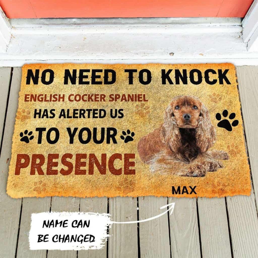 Dog Doormat 3D No Need To Knock English Cocker Spaniel Dog Custom Name Doormat