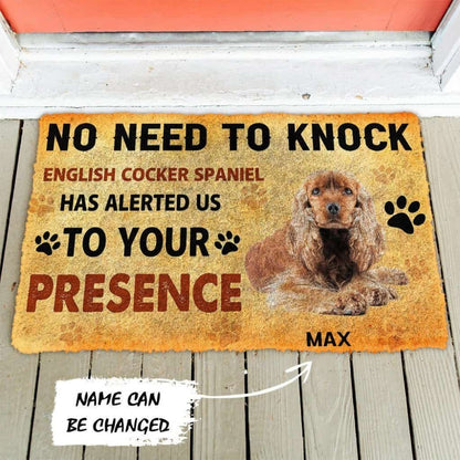 Dog Doormat 3D No Need To Knock English Cocker Spaniel Dog Custom Name Doormat