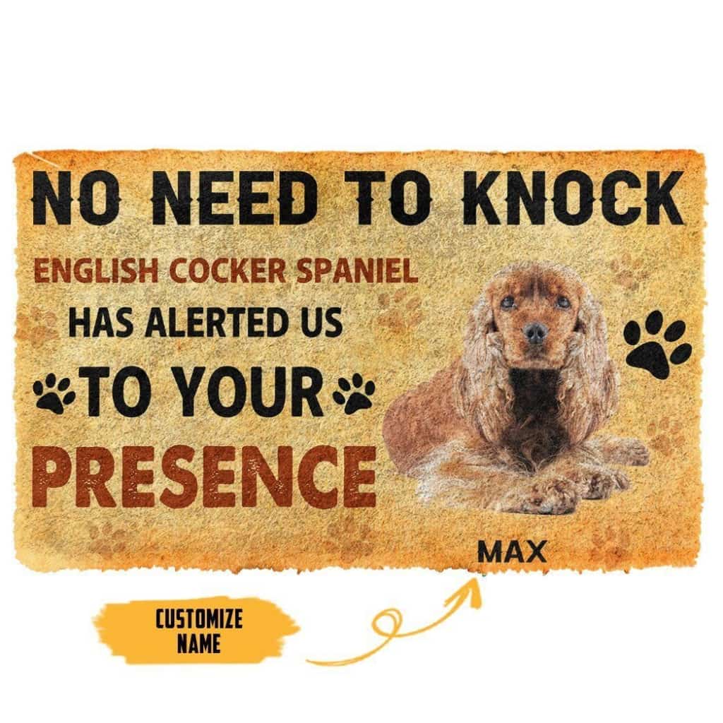 Dog Doormat 3D No Need To Knock English Cocker Spaniel Dog Custom Name Doormat