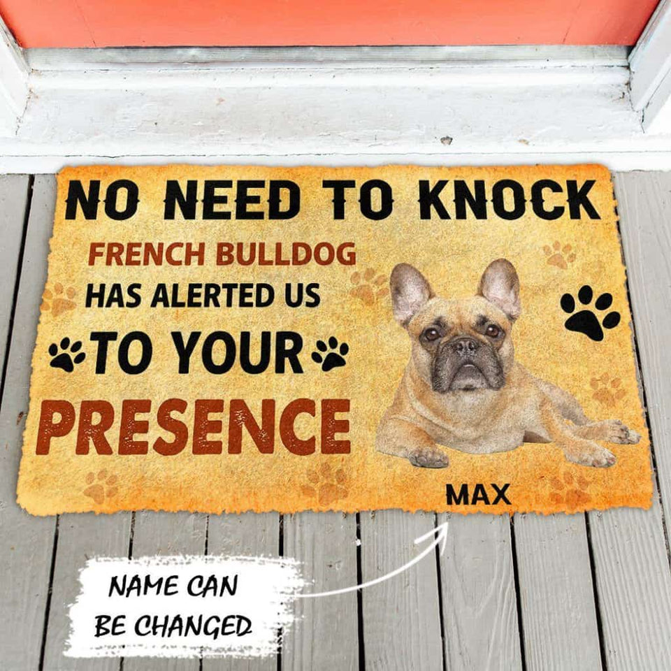 Dog Doormat 3D No Need To Knock French Bulldog Dog Custom Name Doormat
