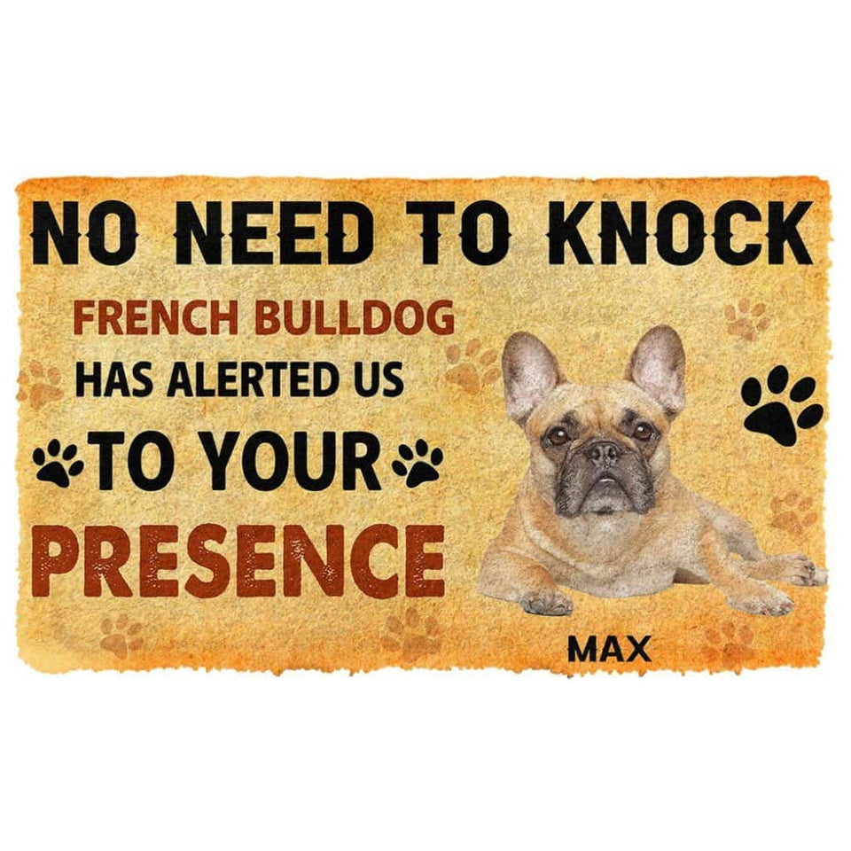 Dog Doormat 3D No Need To Knock French Bulldog Dog Custom Name Doormat