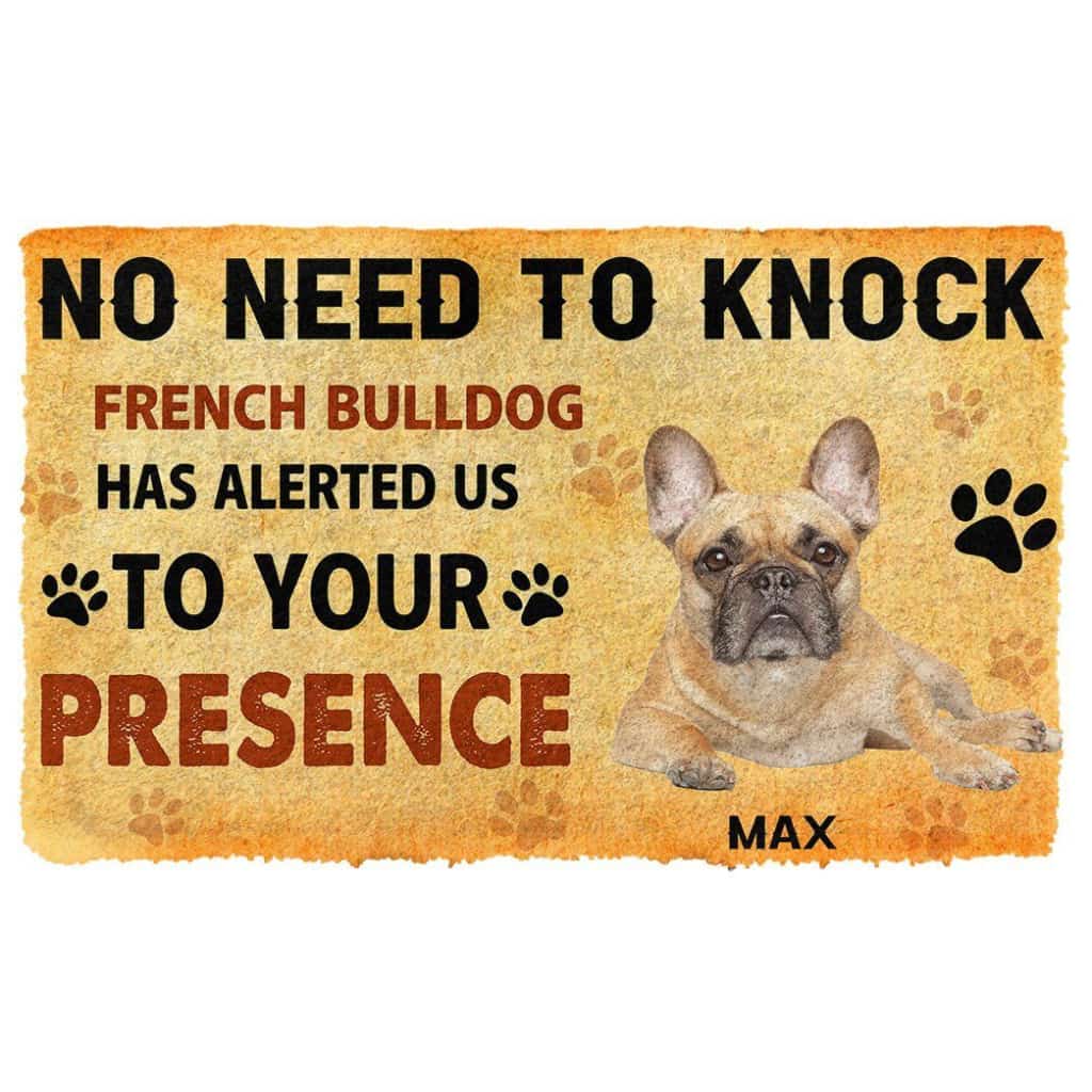 Dog Doormat 3D No Need To Knock French Bulldog Dog Custom Name Doormat