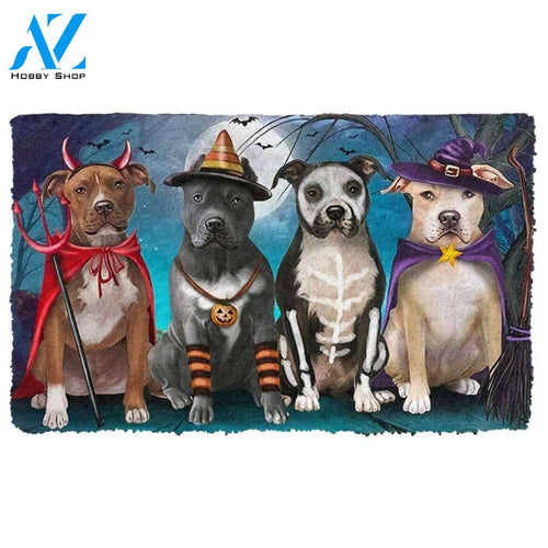 Dog Doormat 3D Pit Bull Halloween Custom Doormat