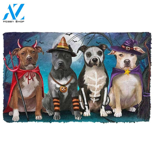 Dog Doormat 3D Pit Bull Halloween Custom Doormat