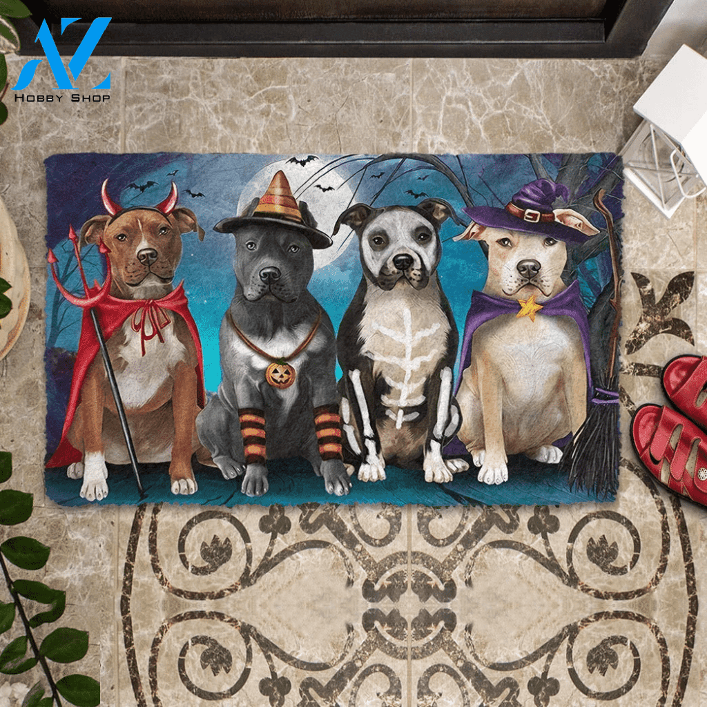 Dog Doormat 3D Pit Bull Halloween Custom Doormat