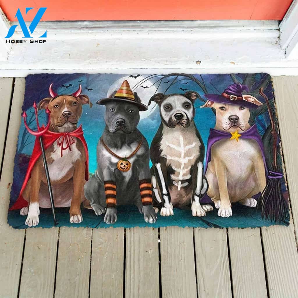 Dog Doormat 3D Pit Bull Halloween Custom Doormat