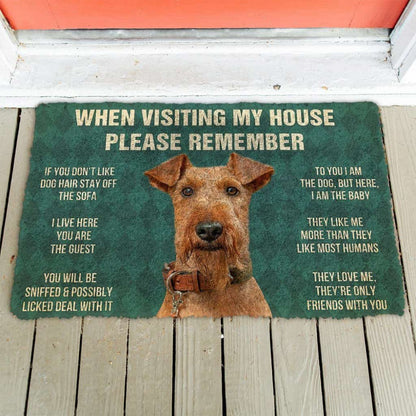 Dog Doormat 3D Please Remember Airedale Terrier Dogs House Rules Custom Doormat