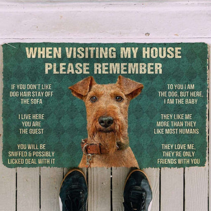 Dog Doormat 3D Please Remember Airedale Terrier Dogs House Rules Custom Doormat