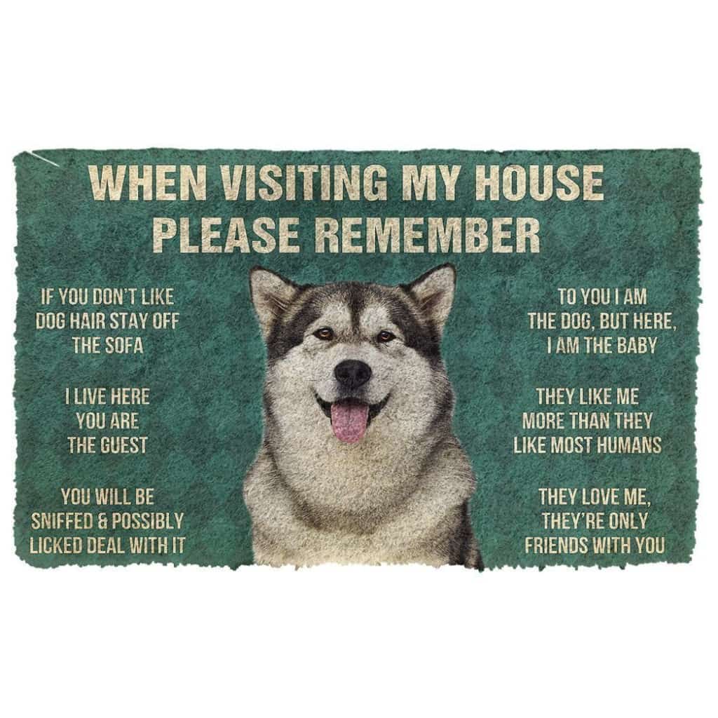 Dog Doormat 3D Please Remember Alaskan Malamute Dogs House Rules Custom Doormat
