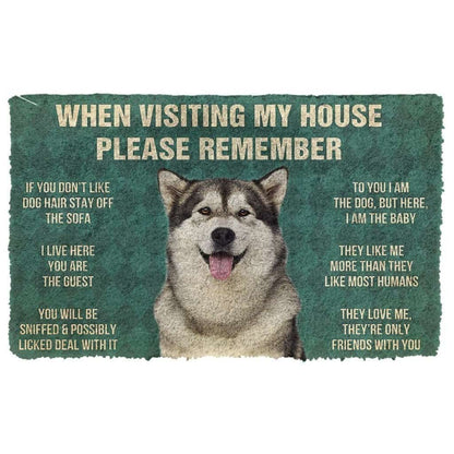 Dog Doormat 3D Please Remember Alaskan Malamute Dogs House Rules Custom Doormat