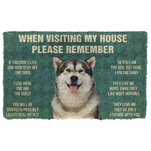 Dog Doormat 3D Please Remember Alaskan Malamute Dogs House Rules Custom Doormat