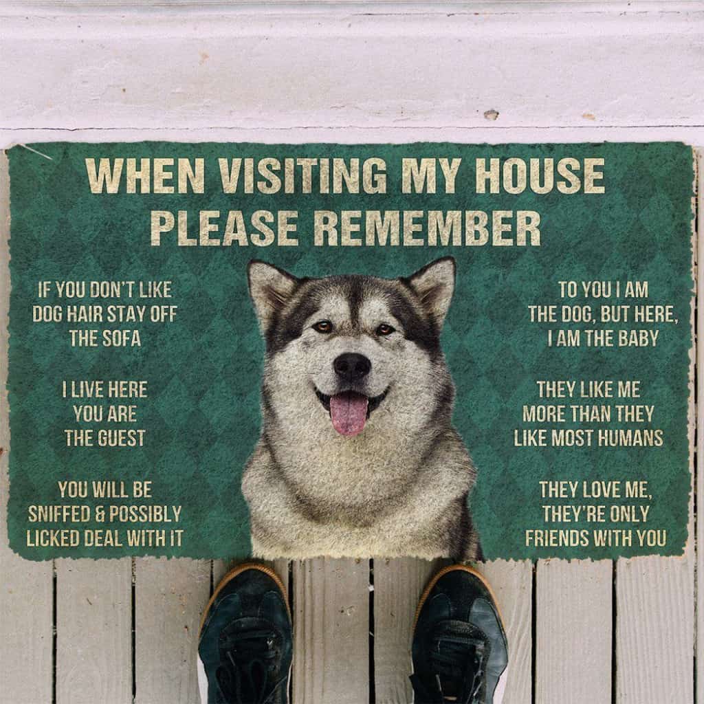 Dog Doormat 3D Please Remember Alaskan Malamute Dogs House Rules Custom Doormat