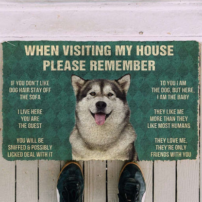 Dog Doormat 3D Please Remember Alaskan Malamute Dogs House Rules Custom Doormat