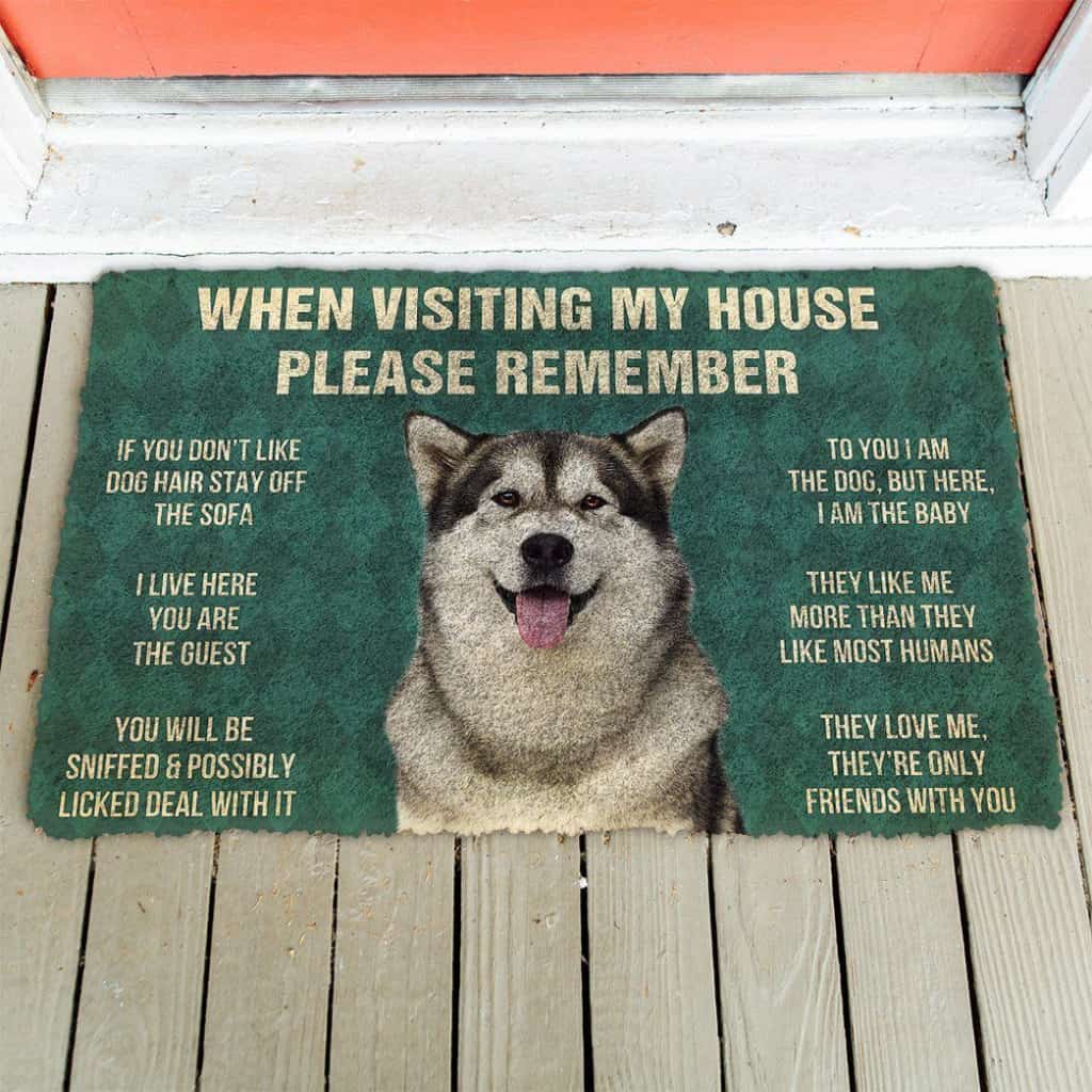 Dog Doormat 3D Please Remember Alaskan Malamute Dogs House Rules Custom Doormat