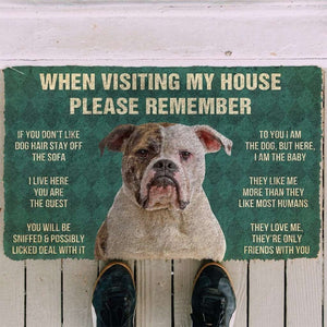 Dog Doormat 3D Please Remember American Bulldog Dog's House Rules Custom Doormat