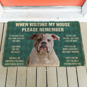 Dog Doormat 3D Please Remember American Bulldog Dog's House Rules Custom Doormat