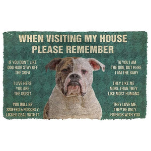 Dog Doormat 3D Please Remember American Bulldog Dog's House Rules Custom Doormat