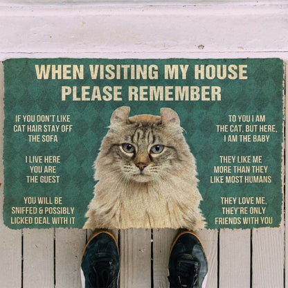 Dog Doormat 3D Please Remember American Curl Cat House Rules Custom Doormat