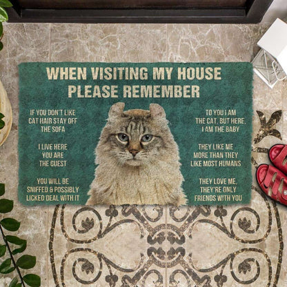 Dog Doormat 3D Please Remember American Curl Cat House Rules Custom Doormat