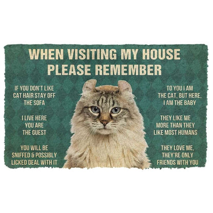 Dog Doormat 3D Please Remember American Curl Cat House Rules Custom Doormat
